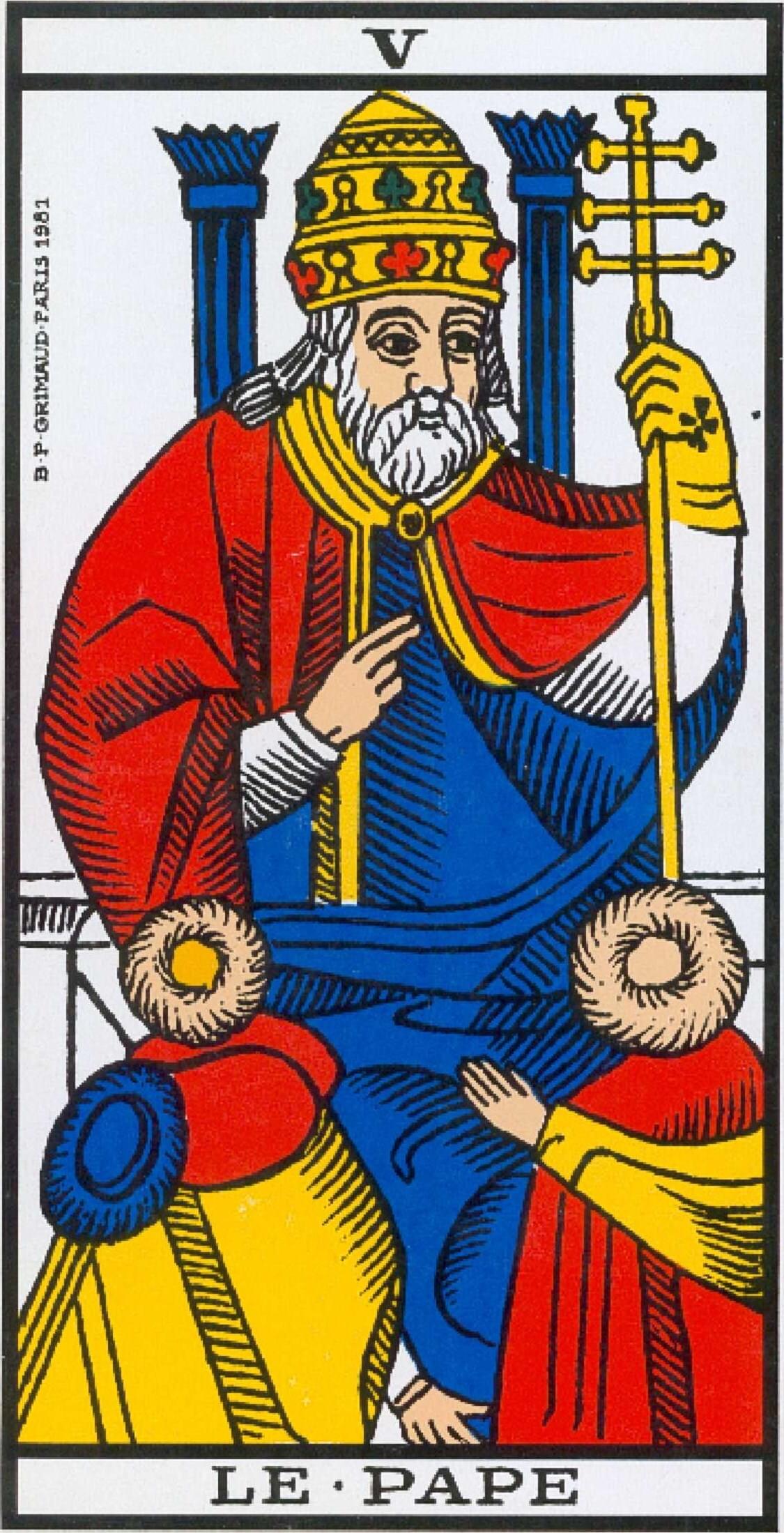 le pape carte Tarot de Marseille grimaud voyance